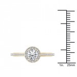 Gold 1ct TDW Diamond Halo Engagement Ring - Handcrafted By Name My Rings™