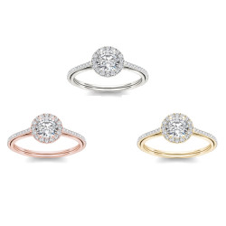 Gold 1ct TDW Diamond Halo Engagement Ring - Handcrafted By Name My Rings™