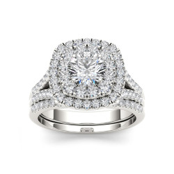 Gold 2ct TDW Double Halo Bridal Set - Handcrafted By Name My Rings™