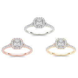 Gold 3/4ct TDW Diamond Halo Engagement Ring - Handcrafted By Name My Rings™