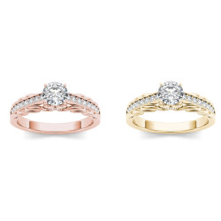 Gold 3/4ct TDW Diamond Vintage Engagement Ring - Handcrafted By Name My Rings™