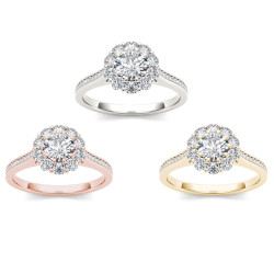 Gold Diamond Floral Cluster Promise Bridal Ring - Handcrafted By Name My Rings™