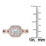 Rose Gold 1 1/10ct TDW Diamond Double Halo Criss-cross Shank Engagement Ring - Handcrafted By Name My Rings™
