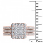 Rose Gold 1 1/2ct TDW Diamond Halo Bridal Set - Handcrafted By Name My Rings™