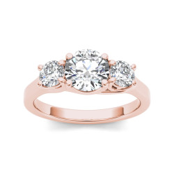 Rose Gold 1 1/2ct TDW Diamond Three-Stone Anniversary Ring - Handcrafted By Name My Rings™