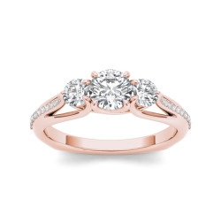 Rose Gold 1 1/2ct TDW Diamond Three-Stone Anniversary Ring - Handcrafted By Name My Rings™