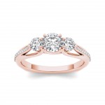 Rose Gold 1 1/2ct TDW Diamond Three-Stone Anniversary Ring - Handcrafted By Name My Rings™