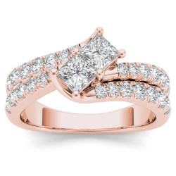 Rose Gold 1 1/2ct TDW Two-Stone Diamond Engagement Ring - Handcrafted By Name My Rings™