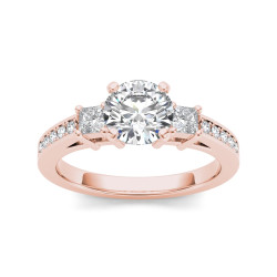 Rose Gold 1 1/3ct TDW Diamond Three-Stone Anniversary Ring - Handcrafted By Name My Rings™