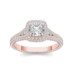 Rose Gold 1 1/4ct TDW Diamond Split-Shank Halo Engagement Ring - Handcrafted By Name My Rings™