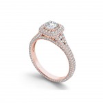 Rose Gold 1 1/4ct TDW Diamond Split-Shank Halo Engagement Ring - Handcrafted By Name My Rings™