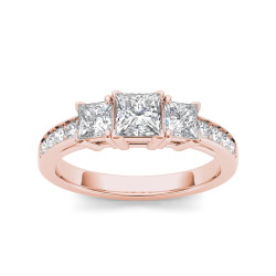 Rose Gold 1 1/4ct TDW Diamond Three-Stone Anniversary Ring - Handcrafted By Name My Rings™