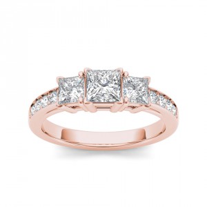 Rose Gold 1 1/4ct TDW Diamond Three-Stone Anniversary Ring - Handcrafted By Name My Rings™