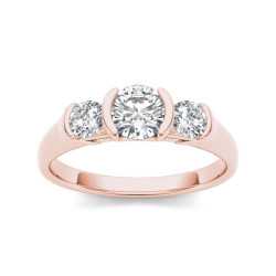 Rose Gold 1 1/4ct TDW Diamond Three Stone Anniversary Ring - Handcrafted By Name My Rings™