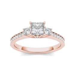 Rose Gold 1 1/4ct TDW Diamond Three-Stone Anniversary Ring - Handcrafted By Name My Rings™
