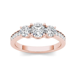 Rose Gold 1 1/4ct TDW Diamond Three Stone Ring - Pink - Handcrafted By Name My Rings™