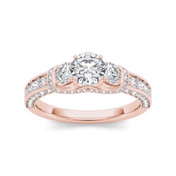 Rose Gold 1 1/5ct TDW Diamond 3-stone Anniversary Ring - Handcrafted By Name My Rings™