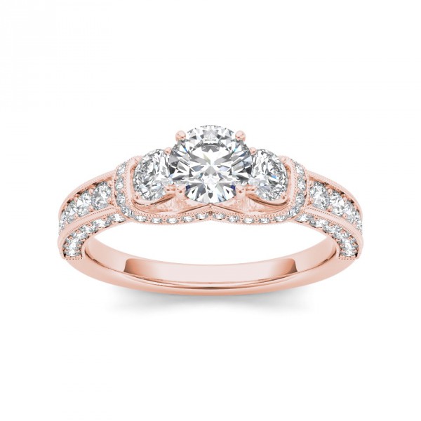 Rose Gold 1 1/5ct TDW Diamond 3-stone Anniversary Ring - Handcrafted By Name My Rings™