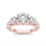 Rose Gold 1 3/4ct TDW Diamond Three-Stone Anniversary Ring - Handcrafted By Name My Rings™