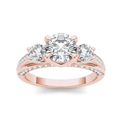 Rose Gold 1 3/4ct TDW Diamond Three-Stone Anniversary Ring - Handcrafted By Name My Rings™