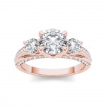 Rose Gold 1 3/4ct TDW Three-stone Diamond Ring - Handcrafted By Name My Rings™