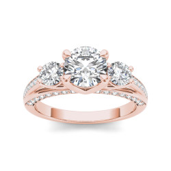 Rose Gold 1 3/4ct TDW Three-stone Diamond Ring - Handcrafted By Name My Rings™