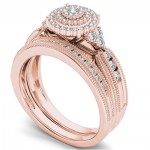 Rose Gold 1/2ct TDW Diamond Cluster Halo Bridal Set - Handcrafted By Name My Rings™
