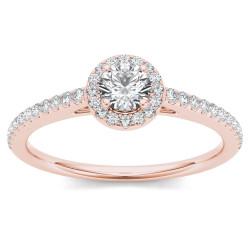 Rose Gold 1/2ct TDW Diamond Halo Engagement Ring - Handcrafted By Name My Rings™