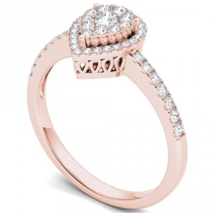 Rose Gold 1/2ct TDW Diamond Halo Ring - Handcrafted By Name My Rings™