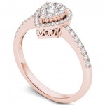 Rose Gold 1/2ct TDW Diamond Halo Ring - Handcrafted By Name My Rings™