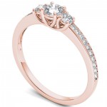 Rose Gold 1/2ct TDW Diamond Three-Stone Anniversary Ring - Handcrafted By Name My Rings™