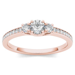 Rose Gold 1/2ct TDW Diamond Three-Stone Anniversary Ring - Handcrafted By Name My Rings™