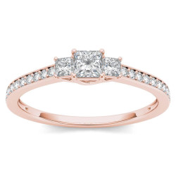 Rose Gold 1/2ct TDW Diamond Three-Stone Anniversary Ring - Handcrafted By Name My Rings™