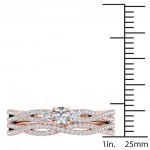 Rose Gold 1/2ct TDW Diamond Three-Stone Anniversary Ring Set with One Band - Handcrafted By Name My Rings™