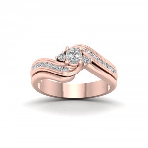 Rose Gold 1/2ct TDW Diamond Three Stone Swirl Bridal Set - Handcrafted By Name My Rings™