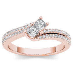 Rose Gold 1/2ct TDW Two-Stone Diamond Engagement Ring - Handcrafted By Name My Rings™