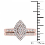 Rose Gold 1/3ct TDW Diamond Marquise Shape Halo Engagement Ring Set - Handcrafted By Name My Rings™