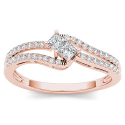 Rose Gold 1/3ct TDW Two-Stone Diamond Engagement Ring - Handcrafted By Name My Rings™