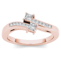 Rose Gold 1/3ct TDW Two-Stone Diamond Engagement Ring - Handcrafted By Name My Rings™