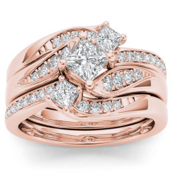 Rose Gold 1ct TDW Diamond Bridal Ring Set - Handcrafted By Name My Rings™