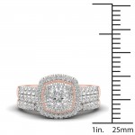 Rose Gold 1ct TDW Diamond Cluster Halo Bridal Set - Handcrafted By Name My Rings™