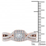 Rose Gold 1ct TDW Diamond Criss-Cross Halo Engagement Ring Set with One Band - Handcrafted By Name My Rings™