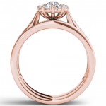 Rose Gold 1ct TDW Diamond Double Halo Bridal Ring Set - Handcrafted By Name My Rings™