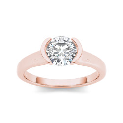 Rose Gold 1ct TDW Diamond Half-Bezel Engagement Ring - Handcrafted By Name My Rings™