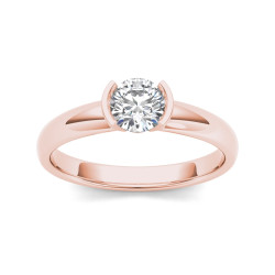 Rose Gold 1ct TDW Diamond Half-Bezel Engagement Ring - Handcrafted By Name My Rings™