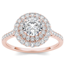 Rose Gold 1ct TDW Diamond Halo Engagement Ring - Handcrafted By Name My Rings™