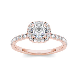 Rose Gold 1ct TDW Diamond Halo Engagement Ring - Handcrafted By Name My Rings™