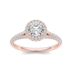 Rose Gold 1ct TDW Diamond Halo Engagement Ring - Handcrafted By Name My Rings™