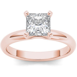 Rose Gold 1ct TDW Diamond Princess-cut Solitaire Engagement Ring - Handcrafted By Name My Rings™