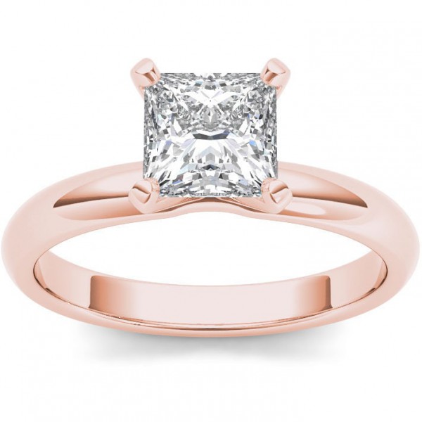 Rose Gold 1ct TDW Diamond Princess-cut Solitaire Engagement Ring - Handcrafted By Name My Rings™